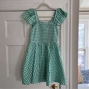 Gingham mini dress with flutter sleeves